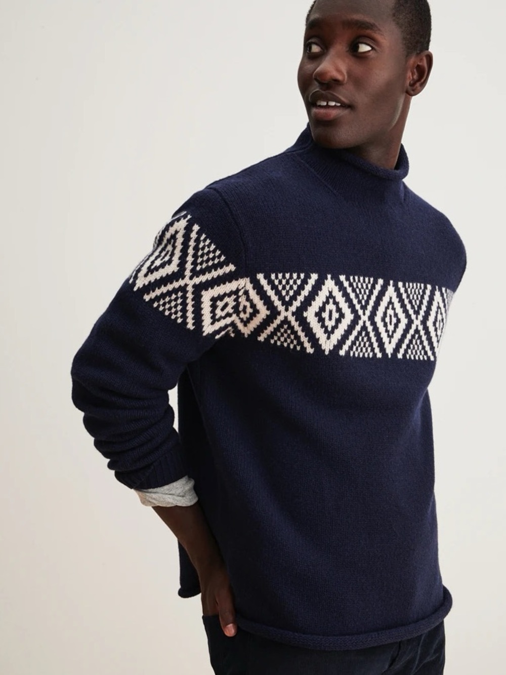 J.Crew Rollneck Fair Isle Wool Sweater men size XL